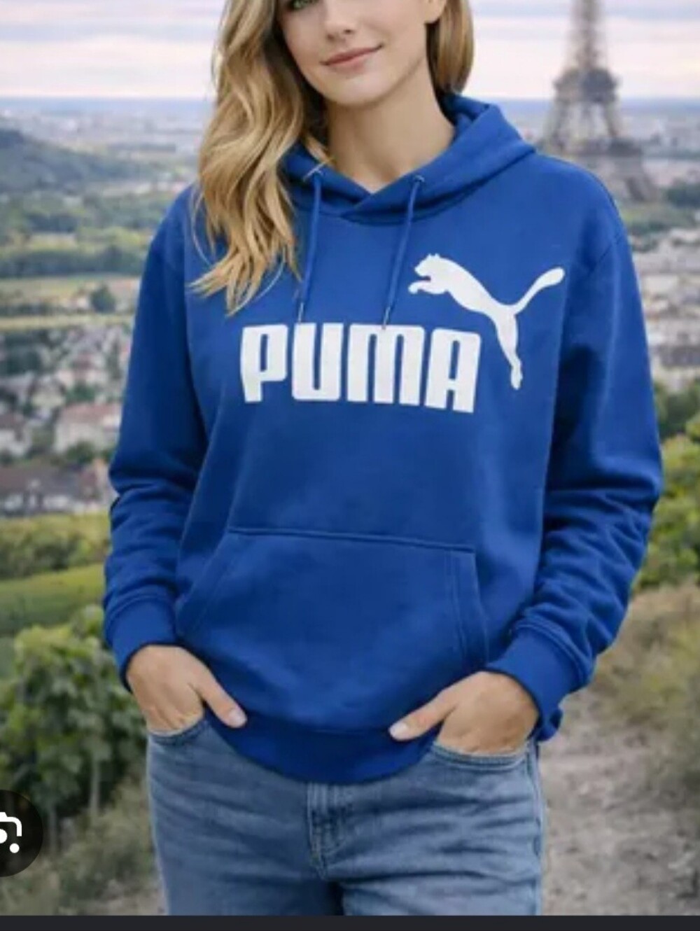 (M)🆕️PUMA🌟Host Pick🌟 Rare Royal Blue💙 Sweatshirt Hoodie Ptp20"×L25"